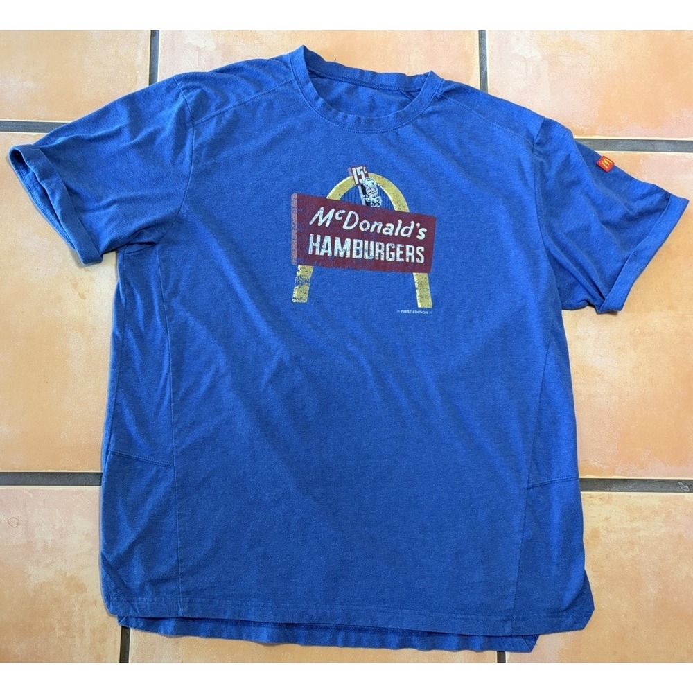 McDonald's Hamburgers 15c Vintage Style First Edition Blue T-Shirt Men's Large